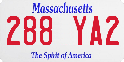 MA license plate 288YA2