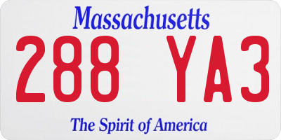 MA license plate 288YA3
