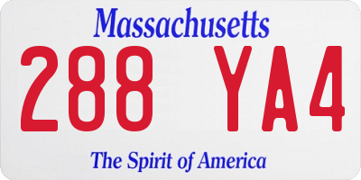MA license plate 288YA4