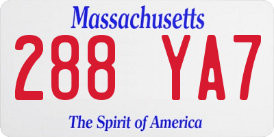 MA license plate 288YA7