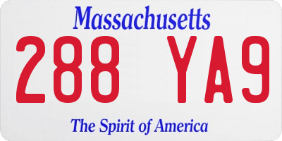 MA license plate 288YA9