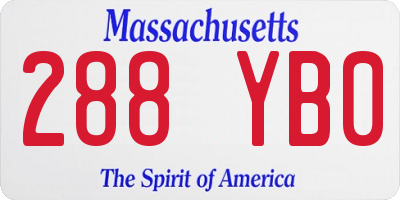 MA license plate 288YB0