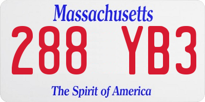 MA license plate 288YB3