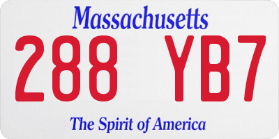 MA license plate 288YB7