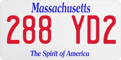 MA license plate 288YD2