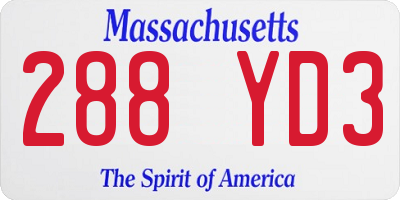 MA license plate 288YD3