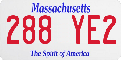 MA license plate 288YE2