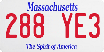 MA license plate 288YE3