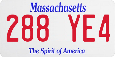 MA license plate 288YE4