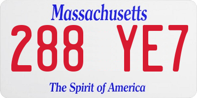 MA license plate 288YE7