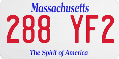 MA license plate 288YF2
