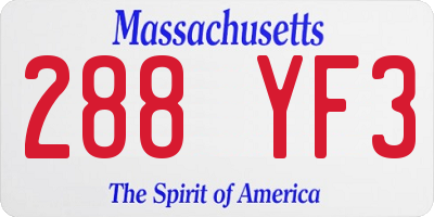 MA license plate 288YF3