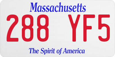 MA license plate 288YF5