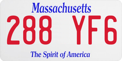 MA license plate 288YF6