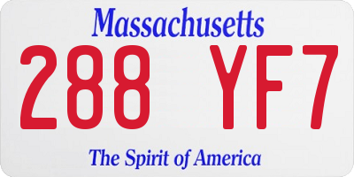 MA license plate 288YF7