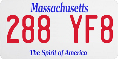 MA license plate 288YF8