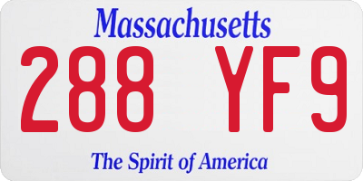 MA license plate 288YF9
