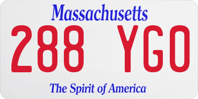 MA license plate 288YG0