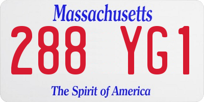 MA license plate 288YG1
