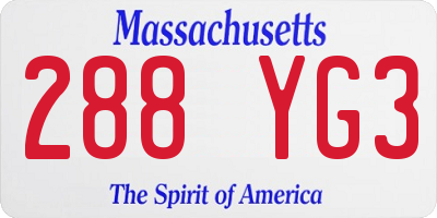 MA license plate 288YG3
