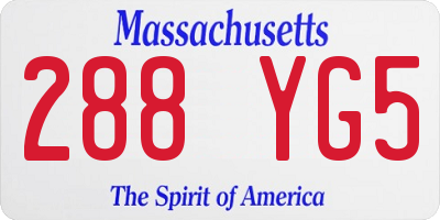 MA license plate 288YG5