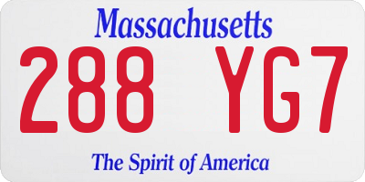 MA license plate 288YG7