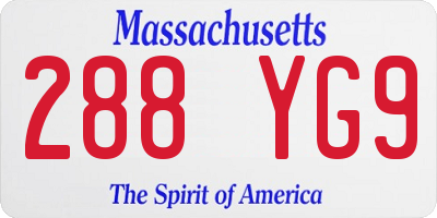 MA license plate 288YG9