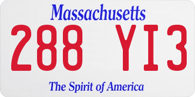 MA license plate 288YI3
