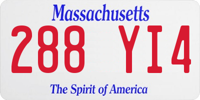 MA license plate 288YI4