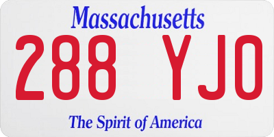 MA license plate 288YJ0