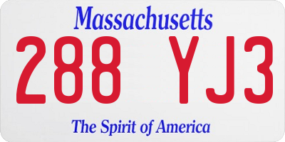 MA license plate 288YJ3