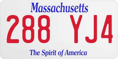 MA license plate 288YJ4