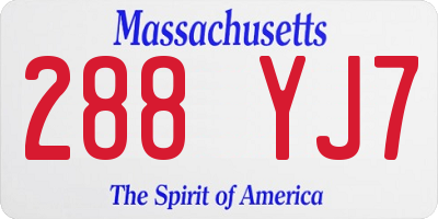 MA license plate 288YJ7