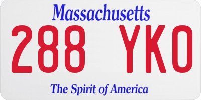 MA license plate 288YK0