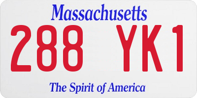 MA license plate 288YK1