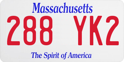MA license plate 288YK2