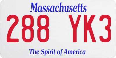 MA license plate 288YK3