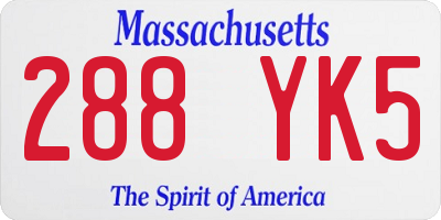 MA license plate 288YK5