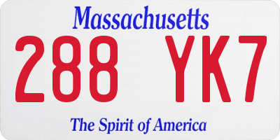 MA license plate 288YK7