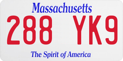MA license plate 288YK9