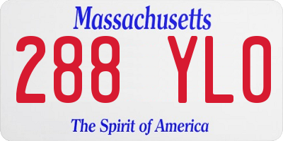 MA license plate 288YL0