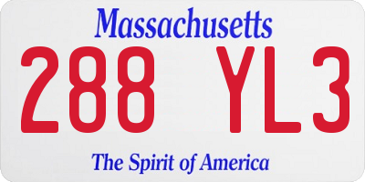 MA license plate 288YL3