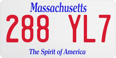 MA license plate 288YL7