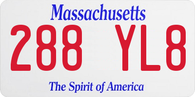 MA license plate 288YL8