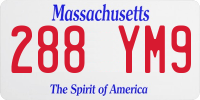 MA license plate 288YM9