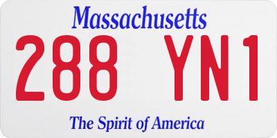 MA license plate 288YN1