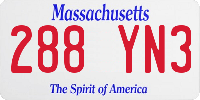 MA license plate 288YN3