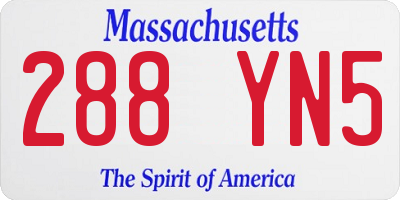 MA license plate 288YN5