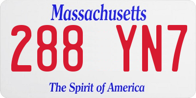 MA license plate 288YN7