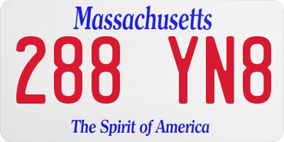 MA license plate 288YN8